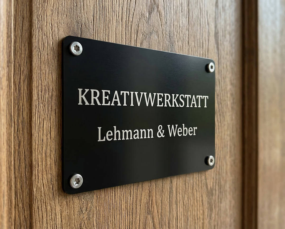 Personalisiertes Aluminiumschild mit Gravur