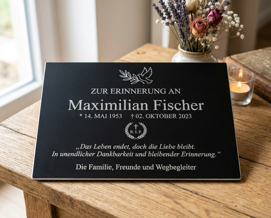 Personalized memorial plaque with photo, aluminum composite grave marker