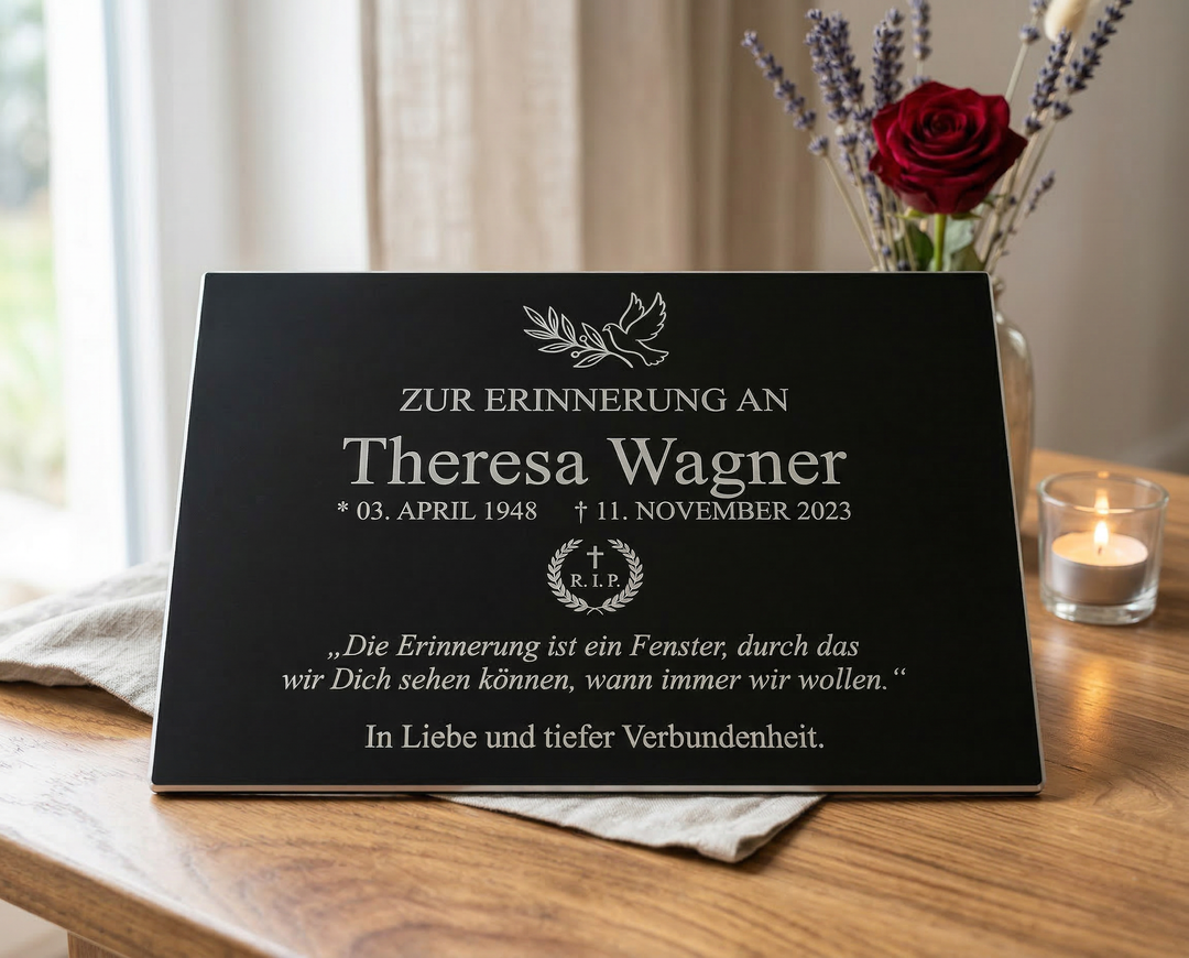 Personalized memorial plaque with photo, aluminum composite grave marker