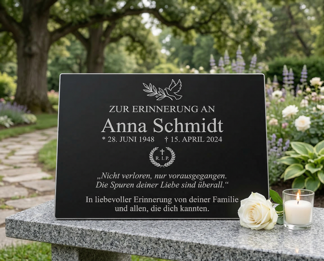 Personalized memorial plaque with photo, aluminum composite grave marker