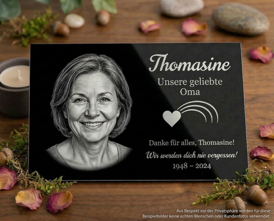 Personalized memorial plaque with photo, aluminum composite grave marker