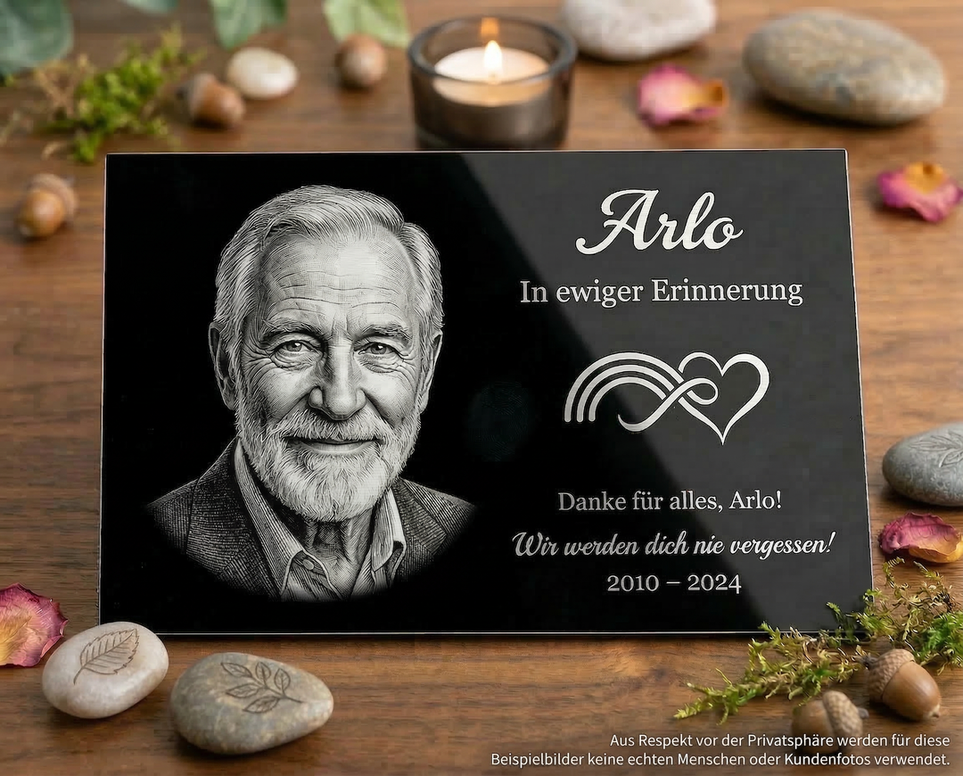 Personalized memorial plaque with photo, aluminum composite grave marker