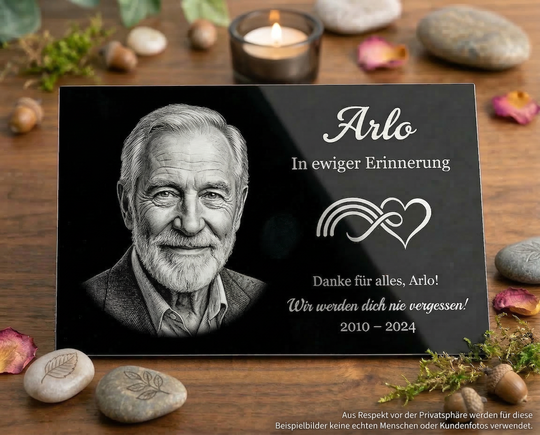 Personalized memorial plaque with photo, aluminum composite grave marker