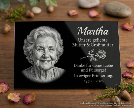 Personalized memorial plaque with photo, aluminum composite grave marker