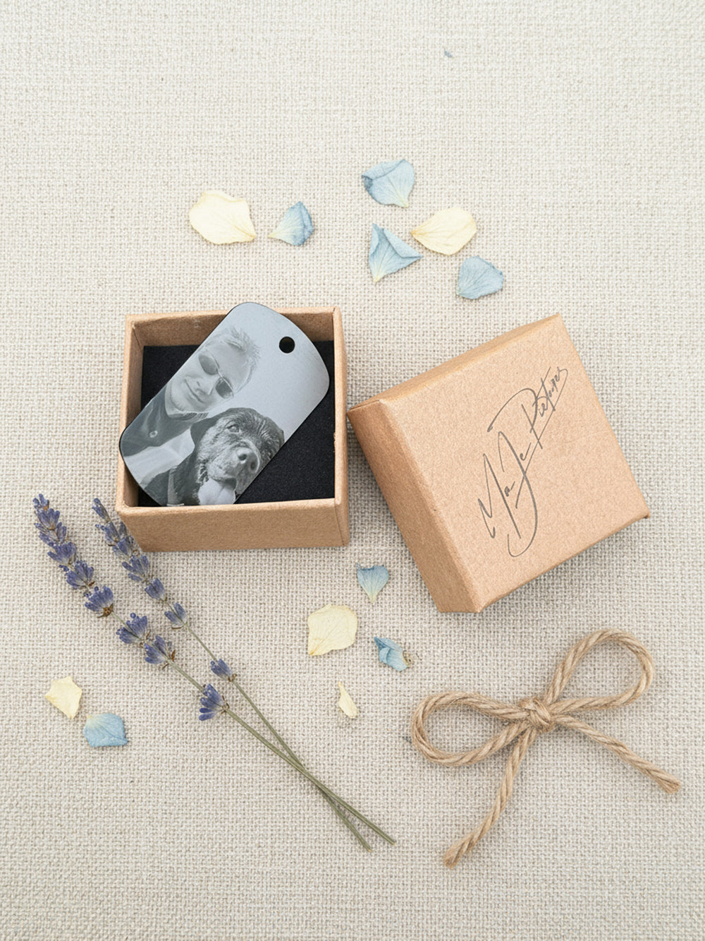 Anhänger mit Fotogravur personalisiert | DogTag aus Aluminium | Schlüsselanhänger oder Kette | Rückseite mit Text oder Bild