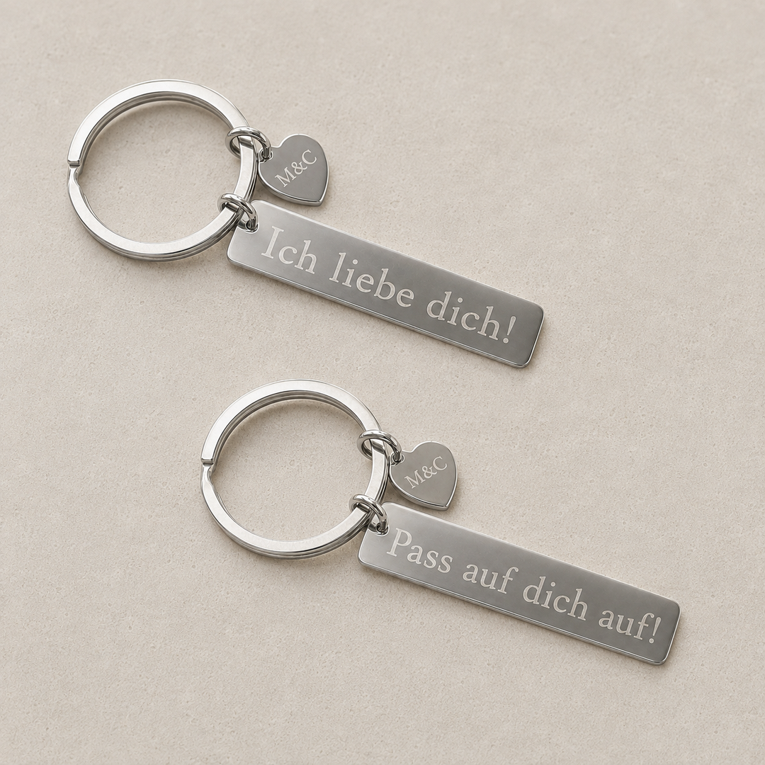 Schlüsselanhänger mit Gravur personalisiert aus Edelstahl