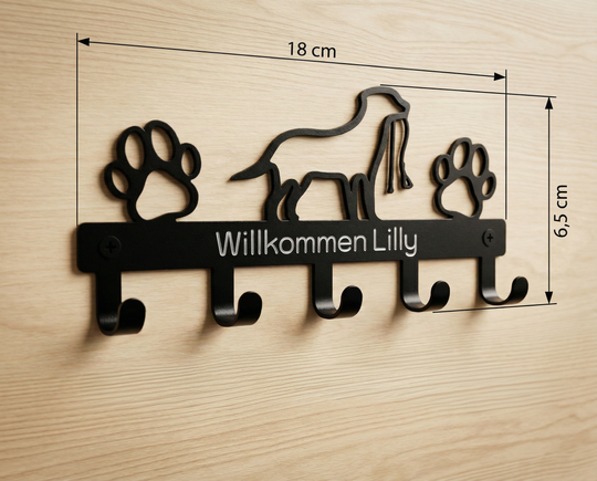 Dog coat rack with name
