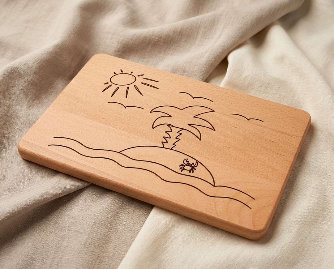 Die Kunst deines Kindes graviert auf Holz - Persönliches Frühstücksbrett Geschenk von Kindern