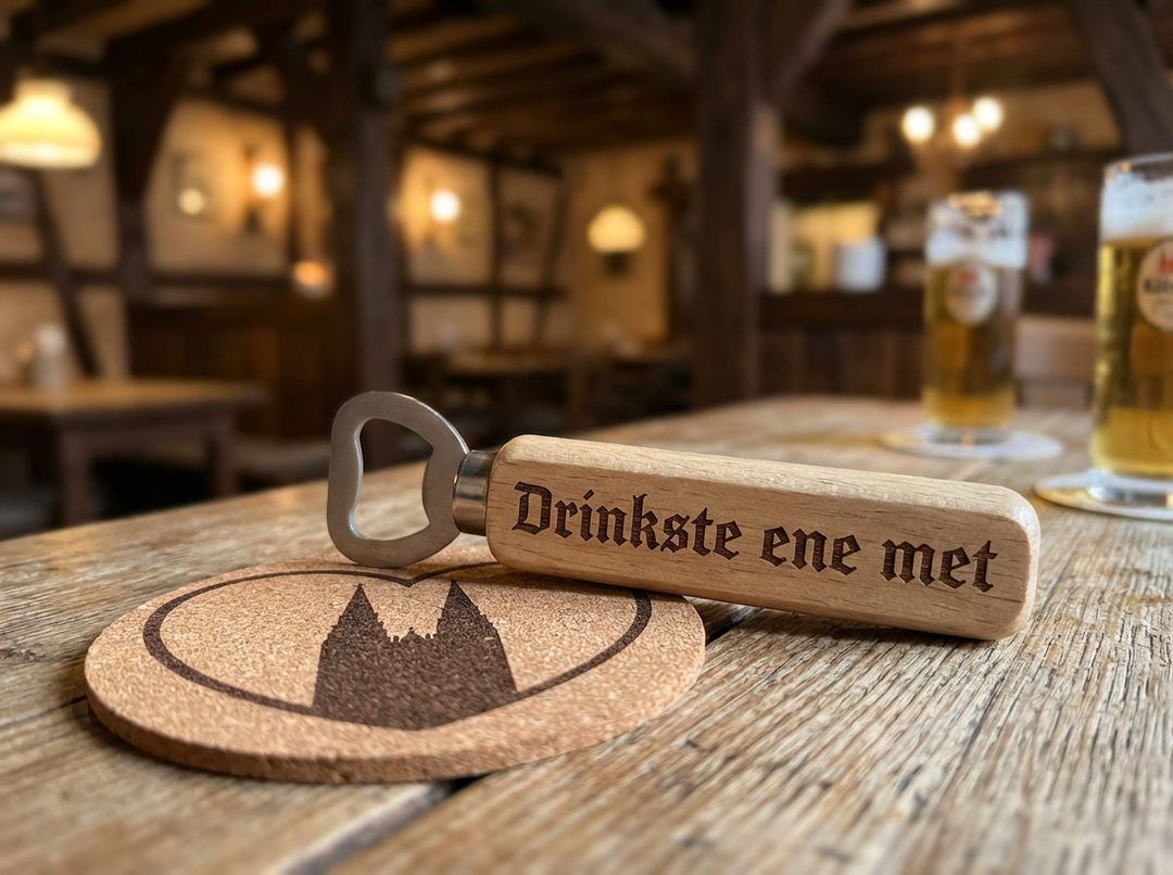 Holz Flaschenöffner mit Gravur - Kölsche Sprüche