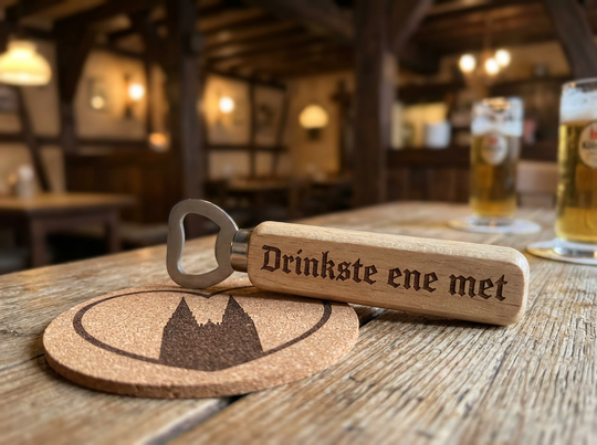 Holz Flaschenöffner mit Gravur - Kölsche Sprüche