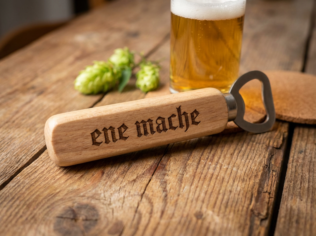 Holz Flaschenöffner mit Gravur - Kölsche Sprüche