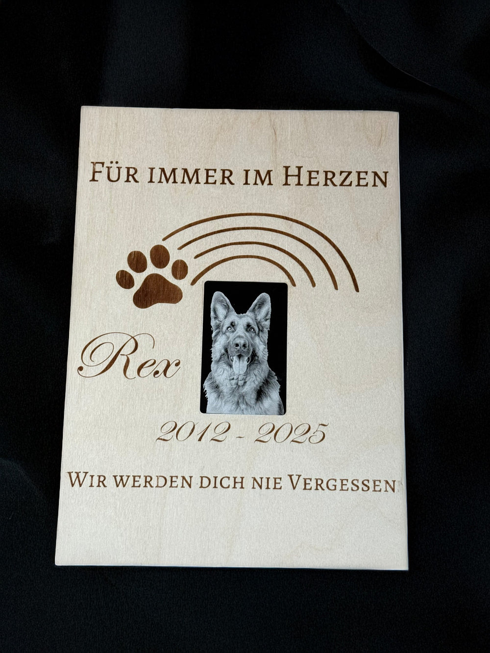 Gedenktafel mit Fotoplatte für Haustier