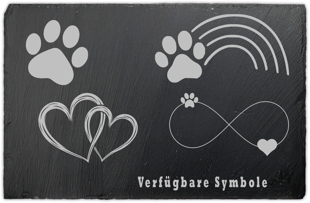 Schiefer Tiergrabstein Gedenktafel mit Gravur 30x20 cm wetterfest personalisiert - Individuelles Foto und Text