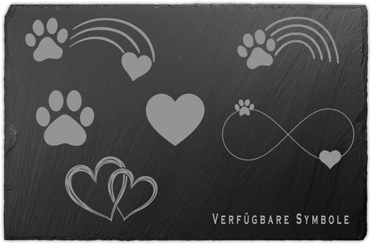 Schiefer Tiergrabstein Gedenktafel mit Gravur 30x20 cm wetterfest personalisiert - Individuelles Foto und Text