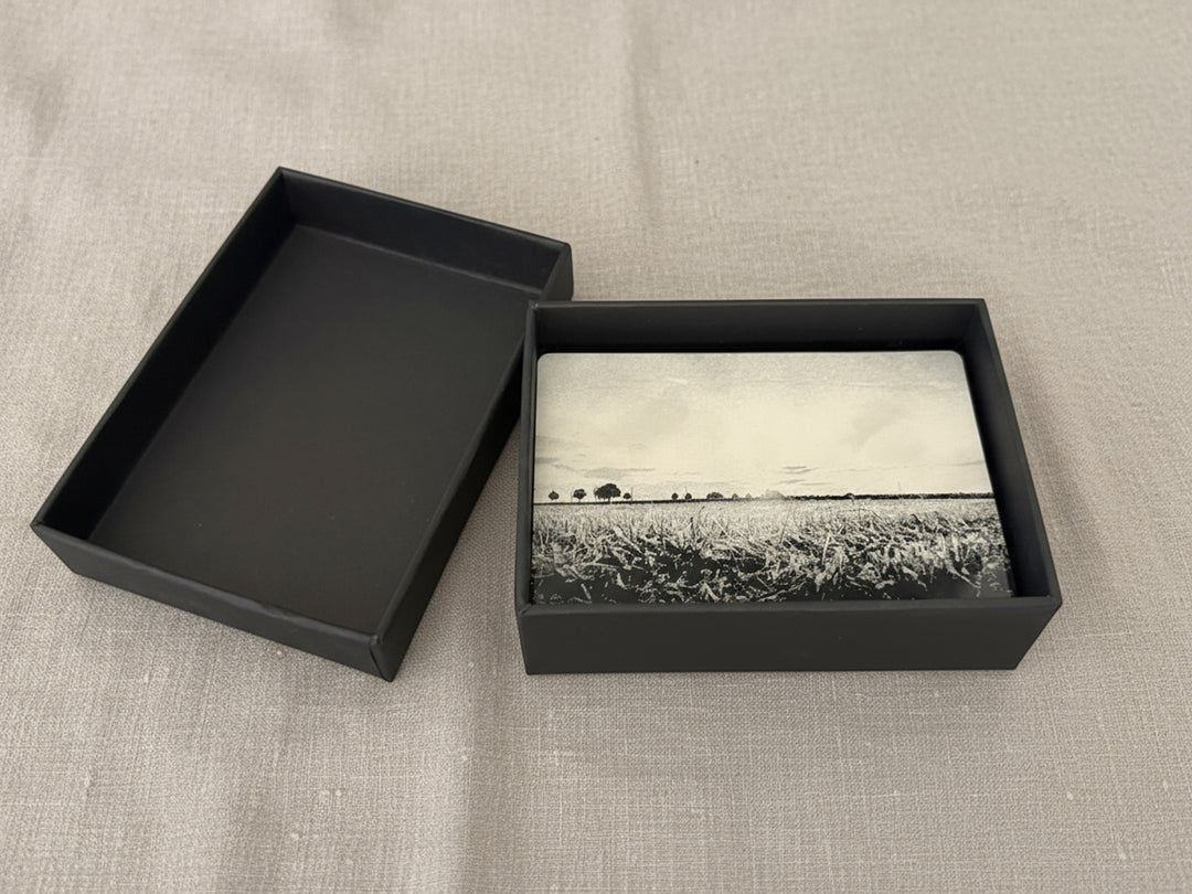 Personalisierte Fotokarte in schwarzer Geschenkbox