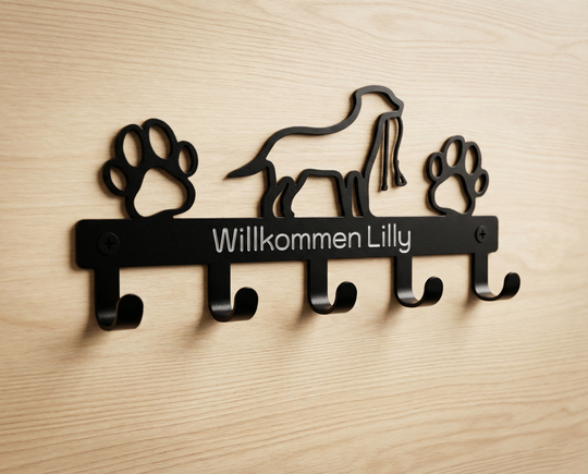 Dog coat rack with name