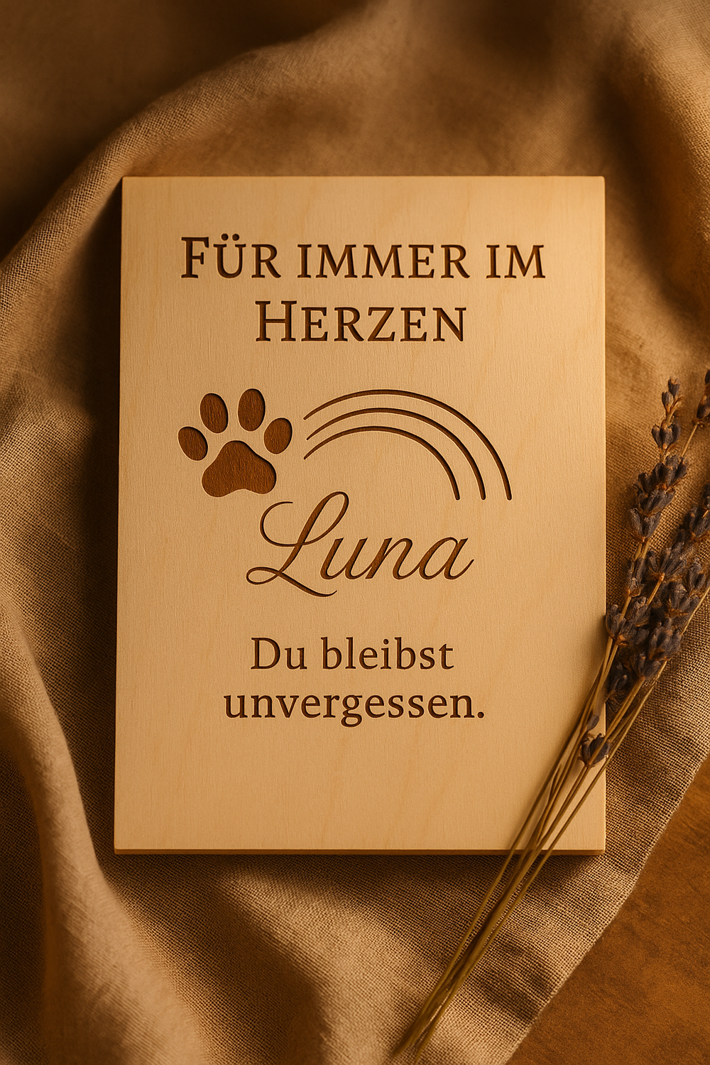 Personalisierte Gedenktafel für Haustiere mit Regenbogen, Name, Datum & Gravur