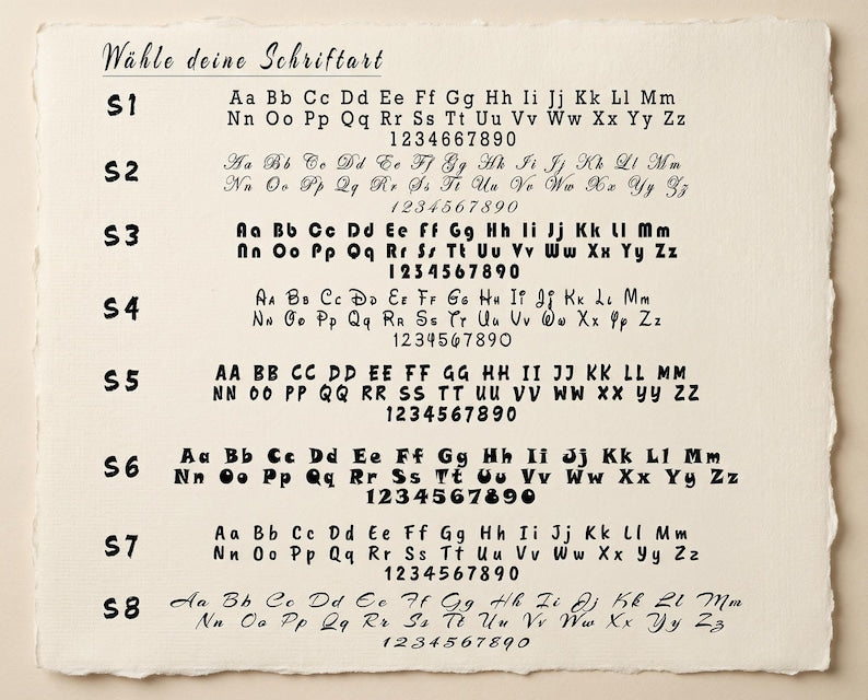 Schriftarten zur Auswahl für die Hundemarke