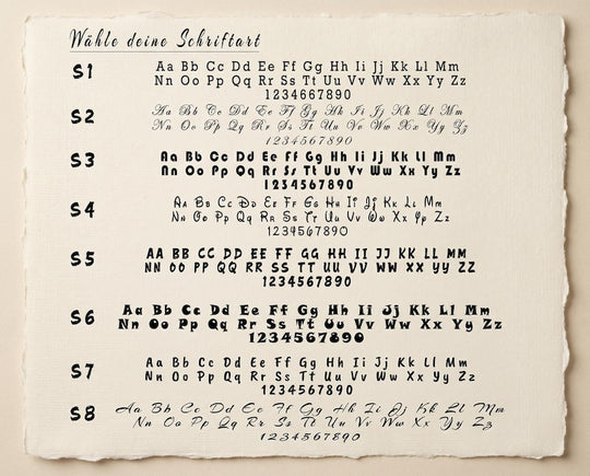 Schriftarten zur Auswahl für die Hundemarke