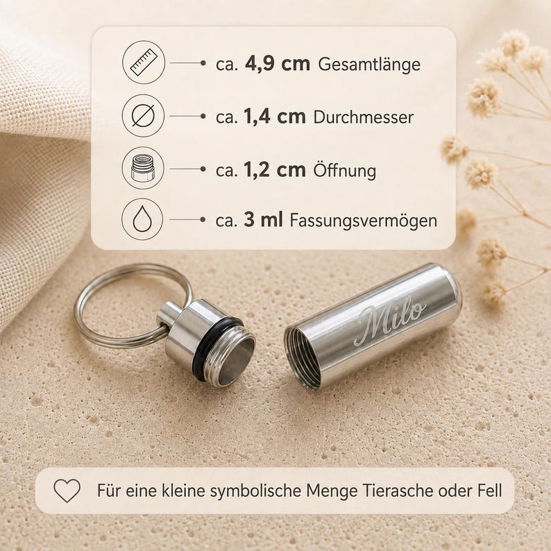 Maße und Fassungsvermögen der Mini-Urne