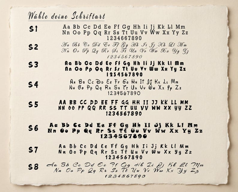 Schriftarten zur Wahl für deine Wunschgravur