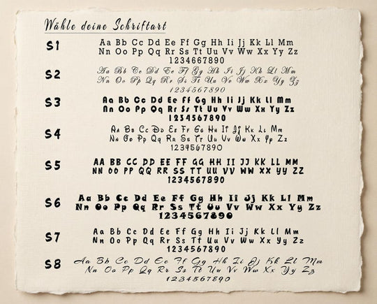 Schriftarten zur Wahl für deine Wunschgravur