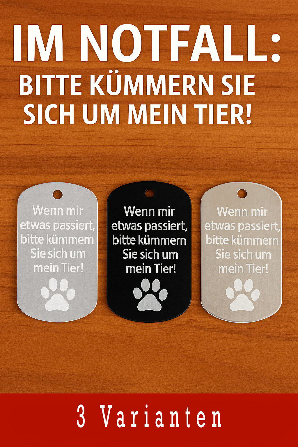 Notfall-Anhänger aus Edelstahl oder Aluminium