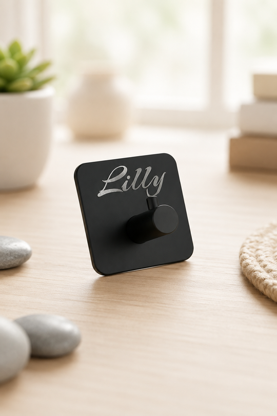 Personalisierter Edelstahl Wandhaken - Klebehaken ohne Bohren