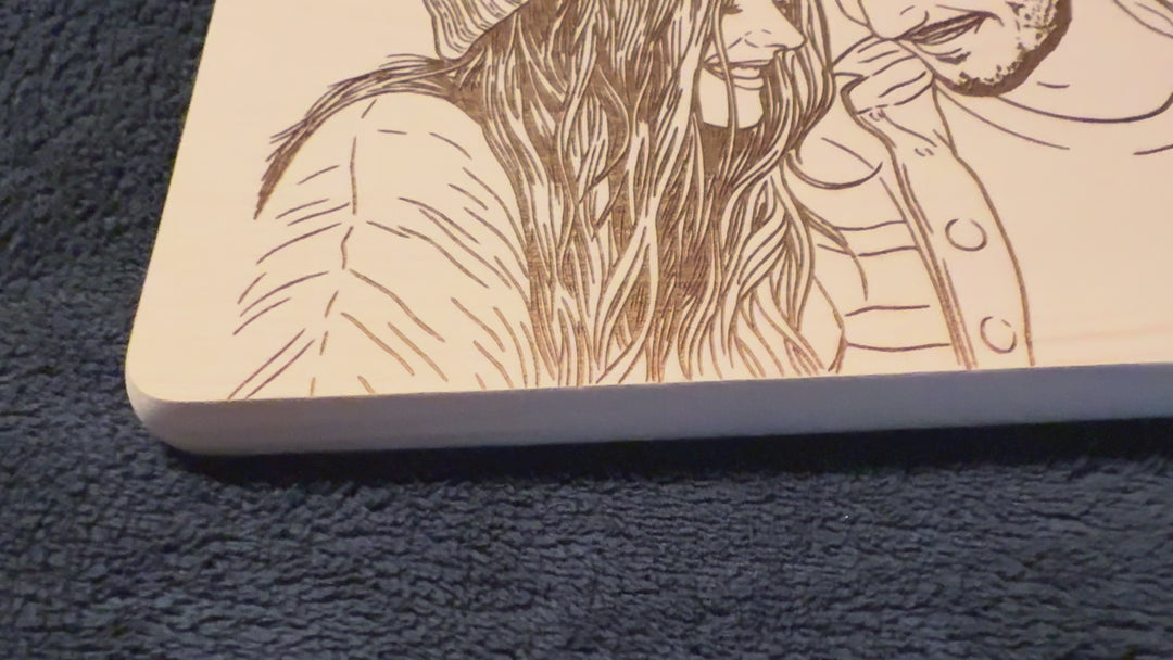 Line Art Wood Engraving from your photo Bamboo or Beech Breakfast Board Personalized Gift for Pets, Couples, Family Photo on Wood