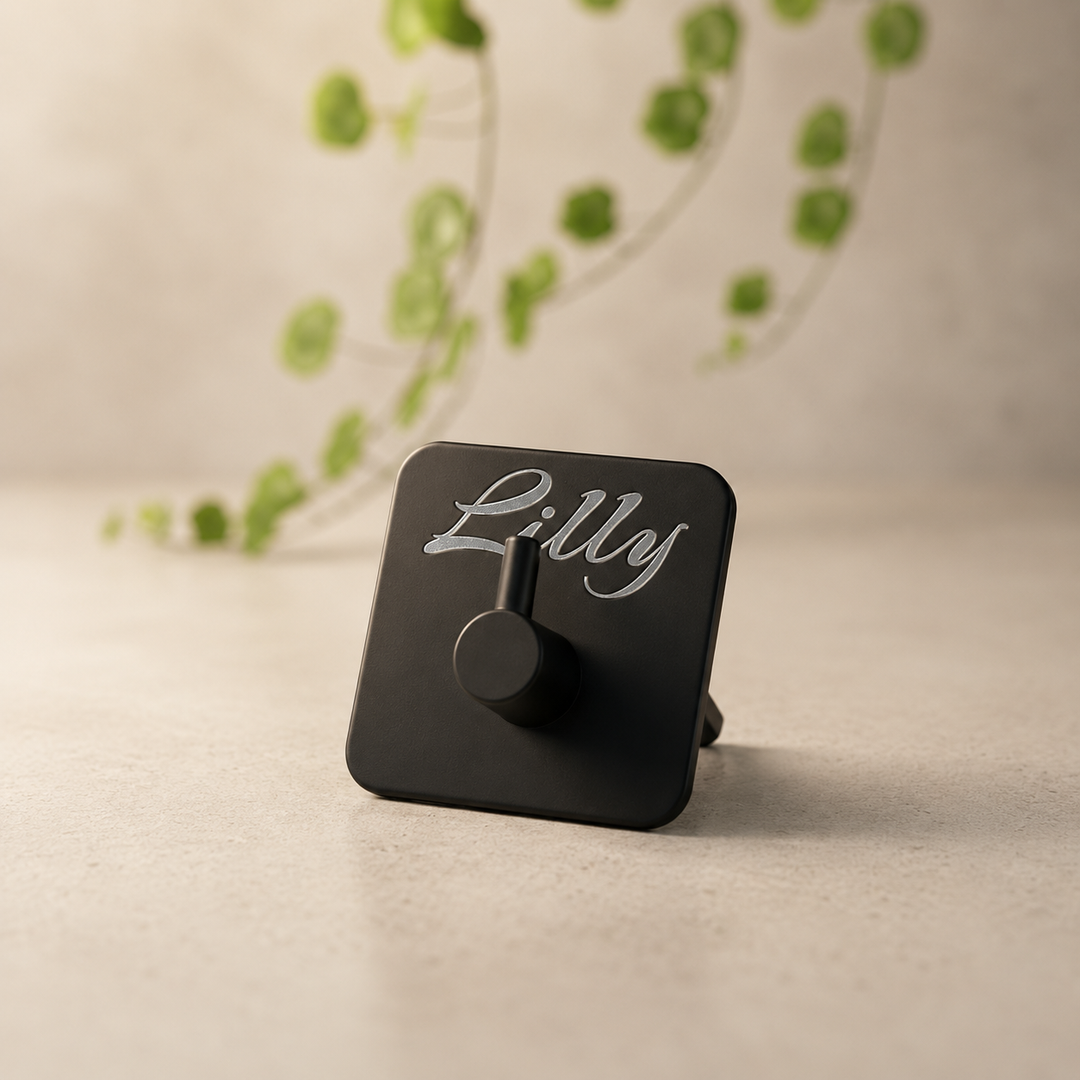 Personalisierter Edelstahl Wandhaken - Klebehaken ohne Bohren