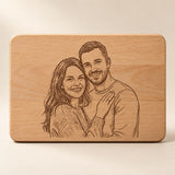 Line-Art-Holzgravur aus deinem Foto – personalisiert
