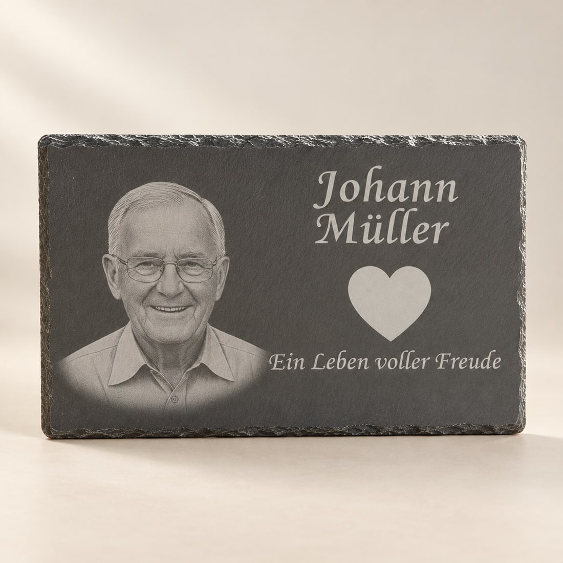 Schiefer-Gedenktafel mit Foto & Gravur