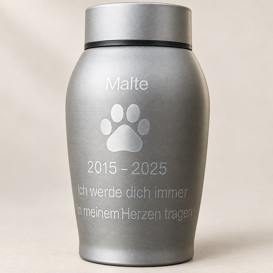 Tierurne aus Edelstahl mit Wunschgravur