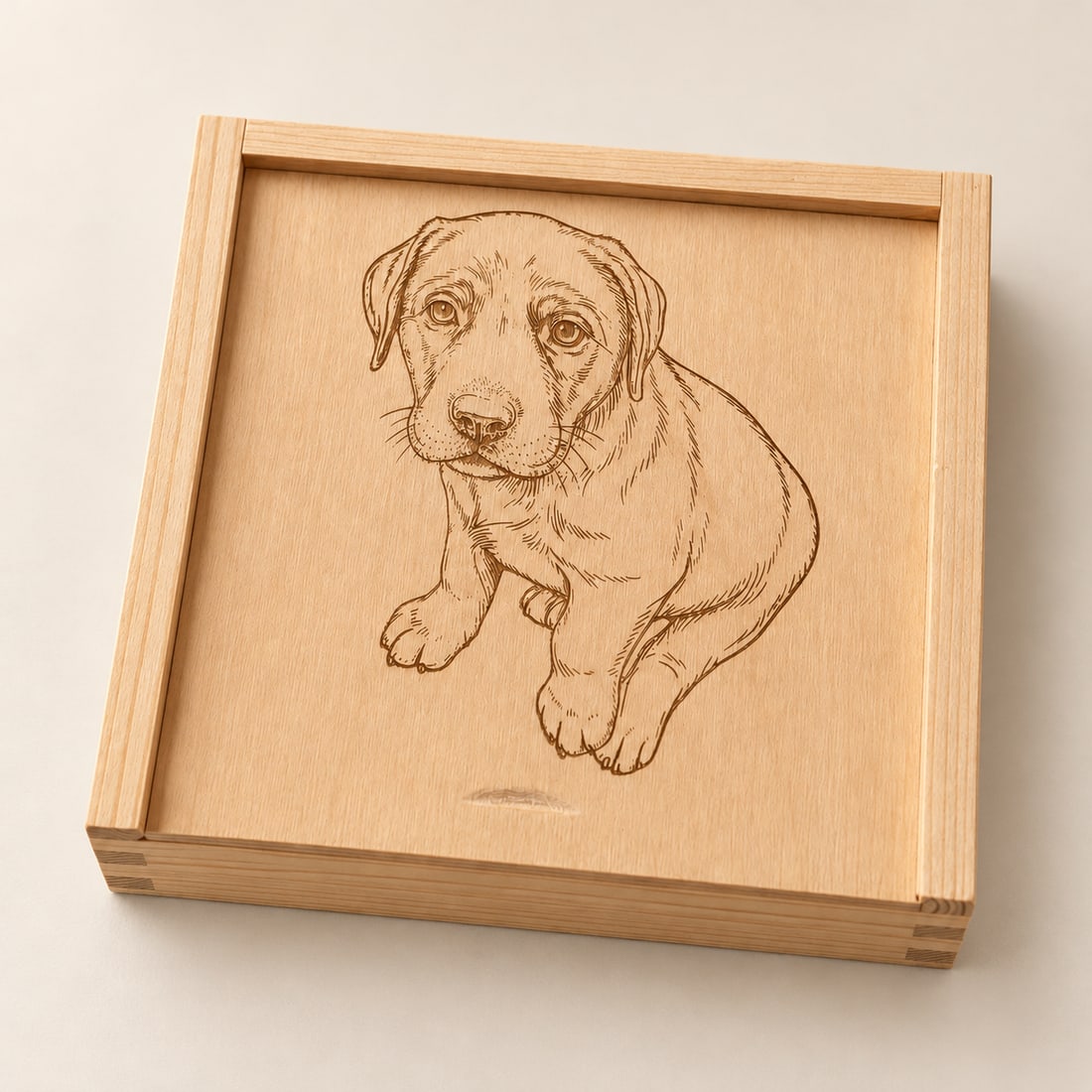 Erinnerungsbox aus Holz mit Gravur & Line Art