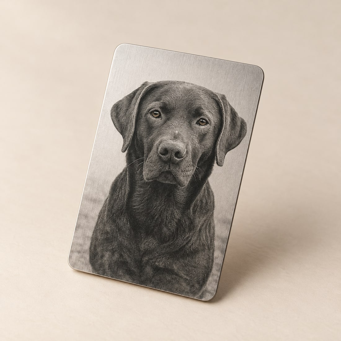 Fotokarte aus Aluminium mit Gravur