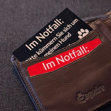 Notfallkarte mit Anhänger im Portemonnaie